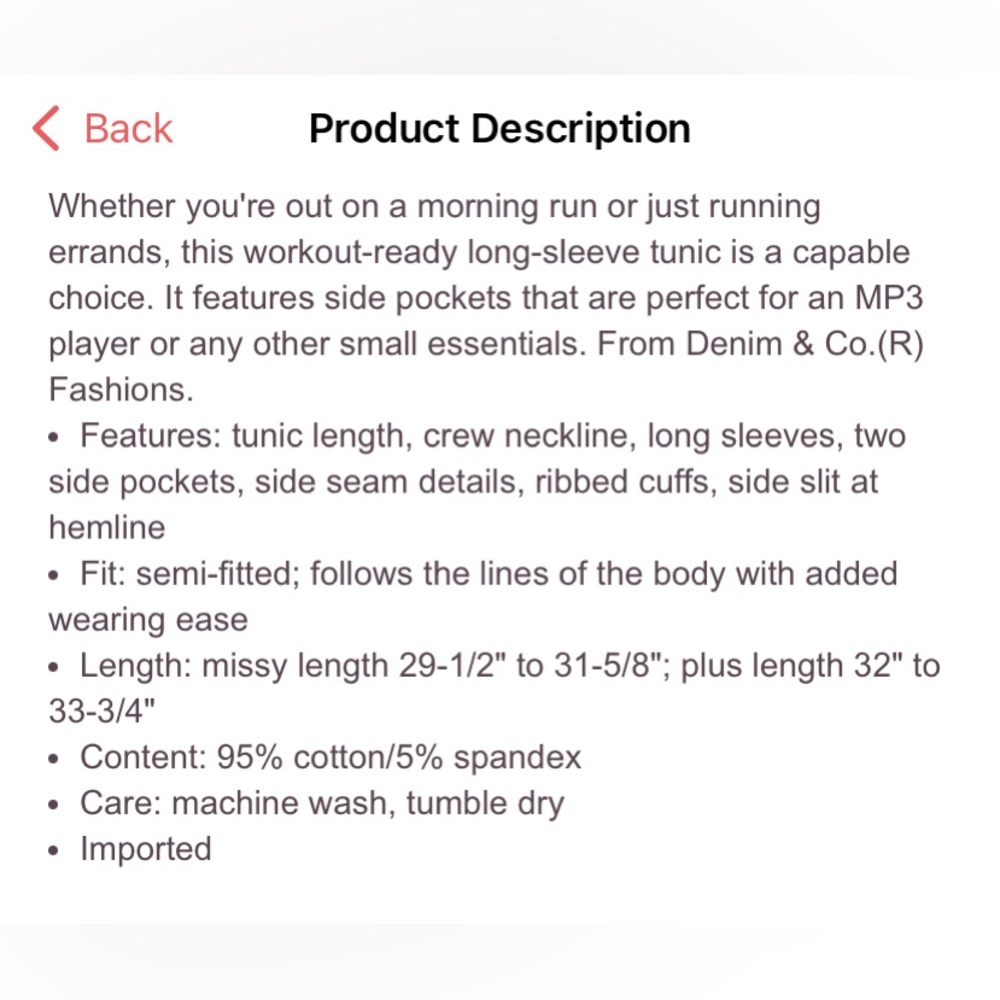 Denim & Co long sleeve tunic XL - Picture 3 of 5
